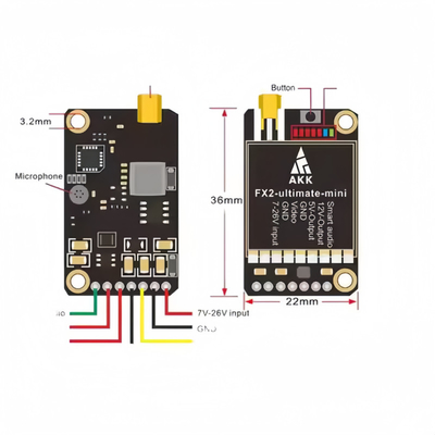 AKK Ultra Long Range FPV VTX 1.2W FX2 Ultimate Mini 5,8GHz 37CH drahtloser Videotransmitter