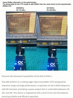 Drohnen-Video-Sender AKK Alpha4 VTX 5.8G FPV 4W 8CH Ultra-Langstrecken-Videosender